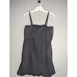 Zara Womens Denim Mini Dress Sz M Black Bodycon clubwear country Spaghetti Strap